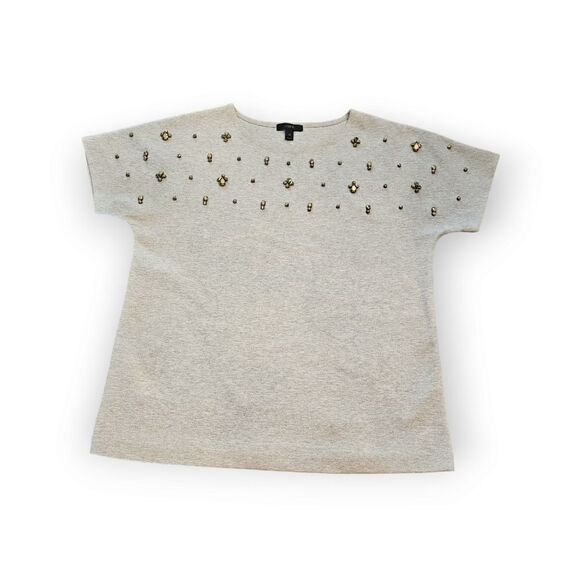 J. Crew Jeweled Dolman Top in Grey (Size: M) - Picture 1 of 5